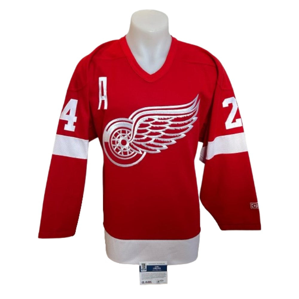 Official CCM vintage signed jersey - Chris Chelios red Inscribed COJO coa