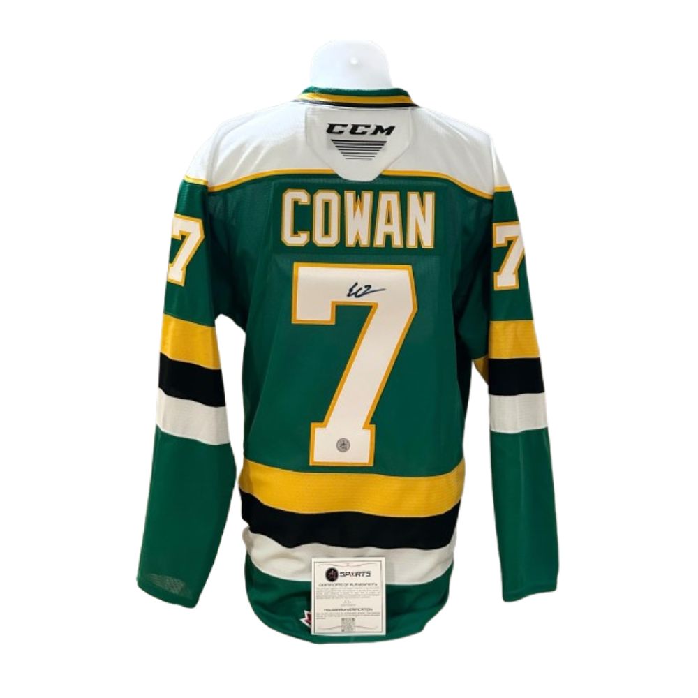Official CCM replica signed jersey - Easton Cowan green AJs coa