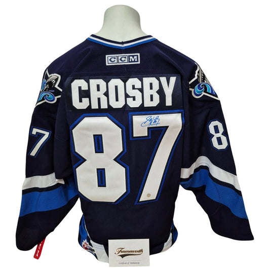 Official CCM Pro signed jersey - Sidney Crosby blue Frameworth coa