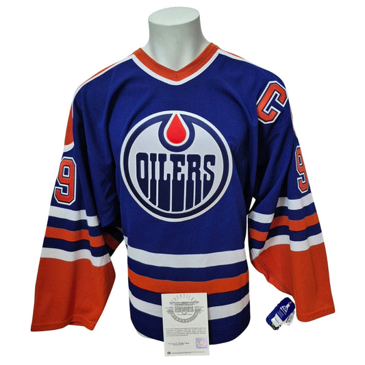 Official Double CCM Pro signed jersey - Wayne Gretzky blue and orange UD coa