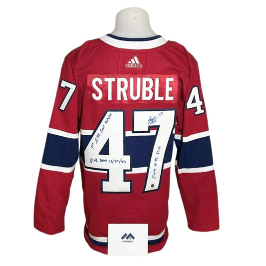 Chandail officiel Adidas signé - Jayden Struble domicile 3 inscriptions Memorable coa