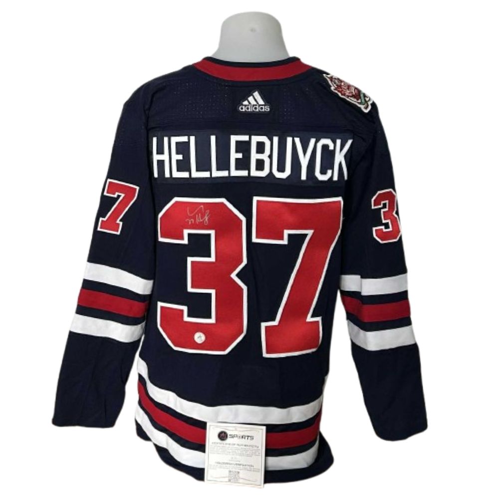 Official Adidas signed jersey - Connor Hellebuyck 3rd AJs coa